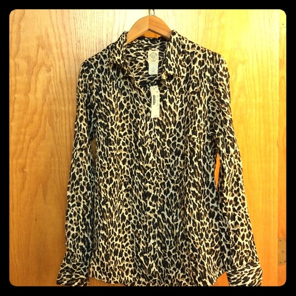 J.Crew Perfect Shirt Leopard - NEW Size 6 - Picture 1 of 4